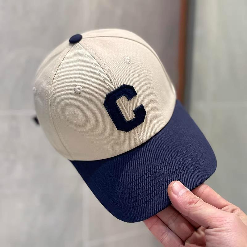 Korean Version of Letter C Color blocked Baseball Hat for Women In Spring and Summer Fashion Versatile Street Fashion Couple Baseball Hat Men