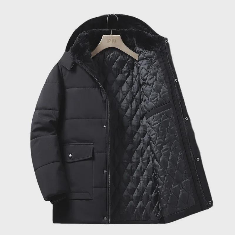 Cappotto Invernale da Uomo in Velluto Spesso - Giacca Calda Imbottita in Cotone per Uomini di Mezza Età e Anziani