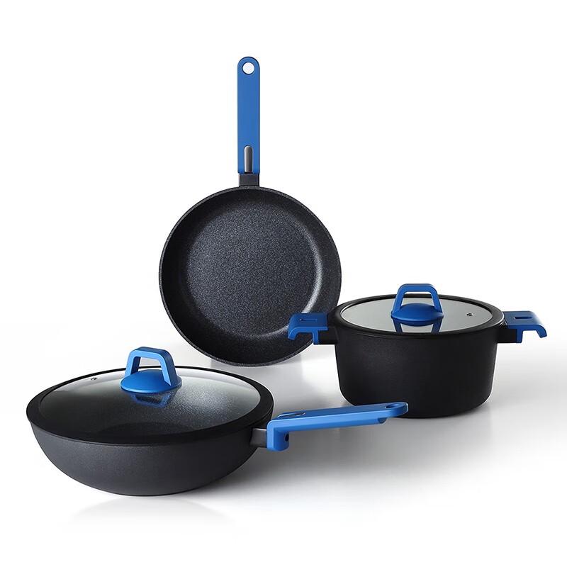 Delong Blue Shark Non-stick Cookware 3-Piece Set