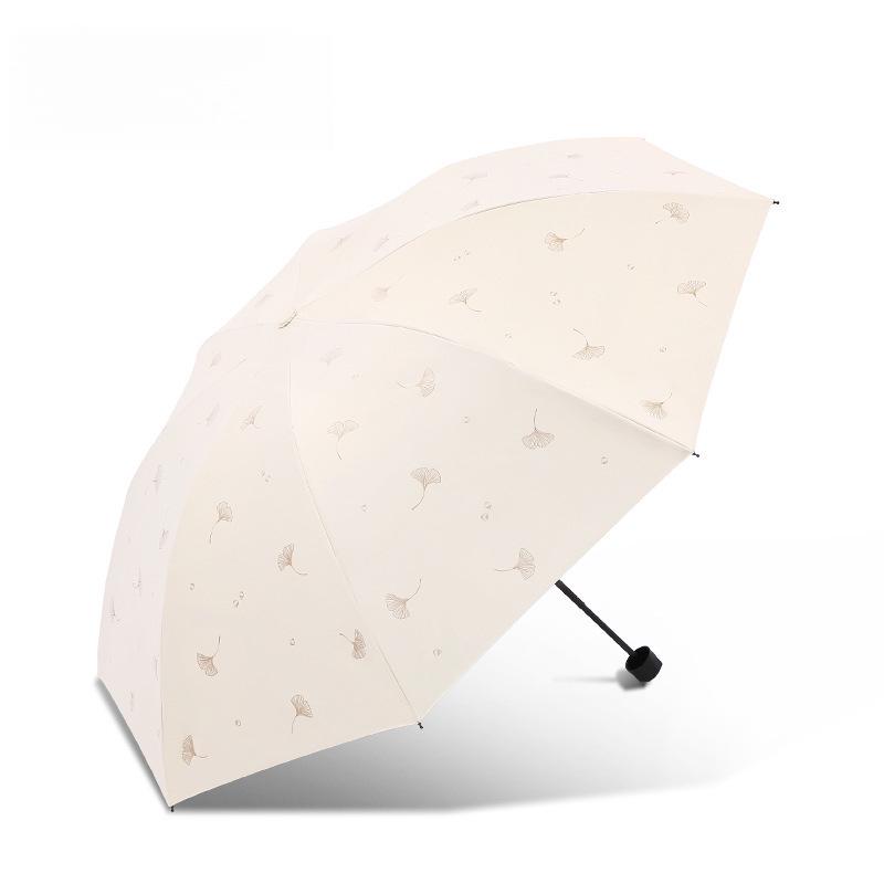 

Ginkgo Dancing Sun Protection Foldable Dual-Use Umbrella - Black Glue, Portable for Sun and Rain.