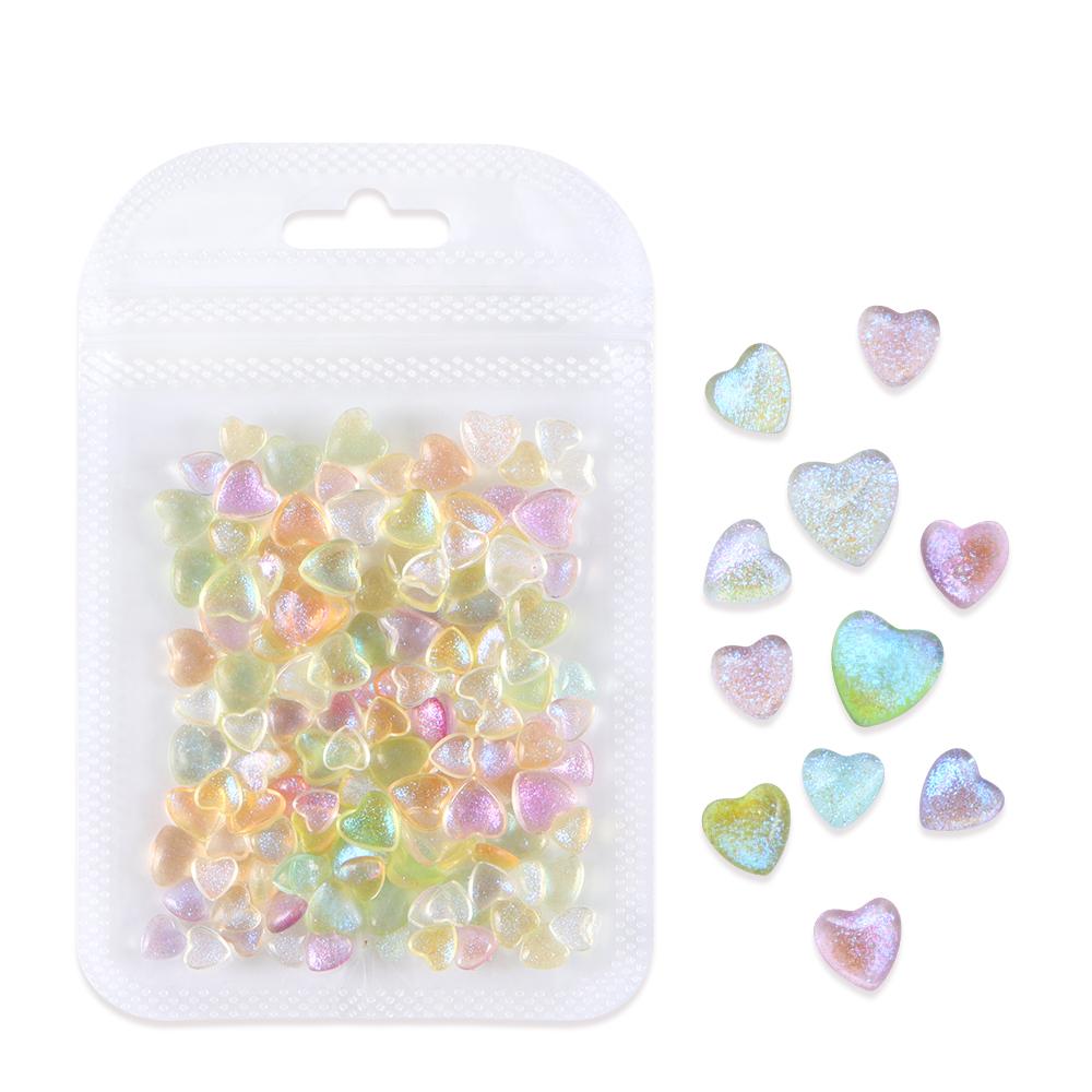 

100 шт. 3D прозрачные красочные подвески в виде сердечек для ногтей со стразами для украшения ногтей DIY маникюрные аксессуары принадлежности для стилистов по маникюру