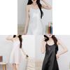 Lady Sleep Dress Silklike Satin Camisole Nightgown For Comfortable Lounge And Sleep