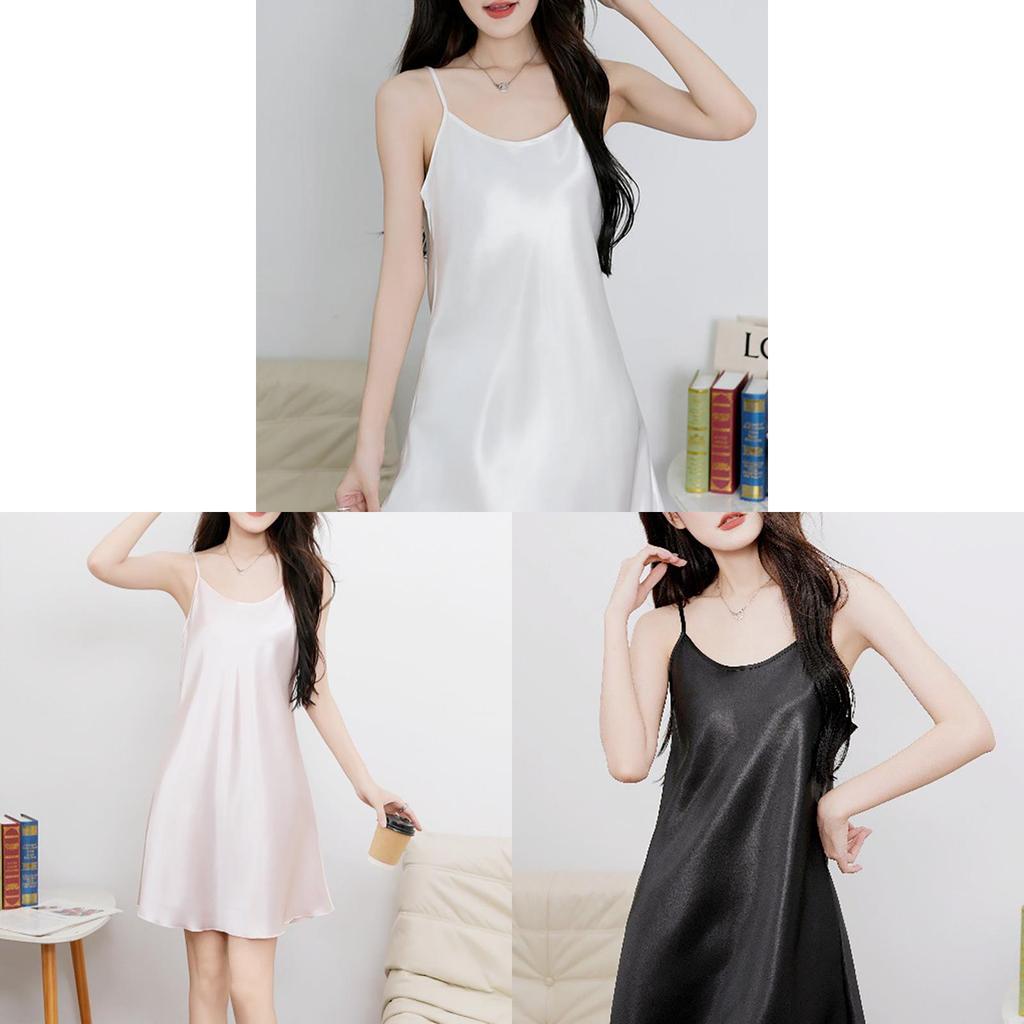 Lady Sleep Dress Silklike Satin Camisole Nightgown For Comfortable Lounge And Sleep