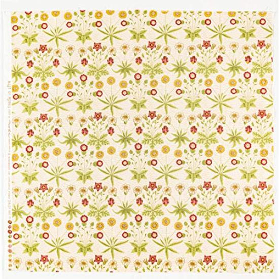 William Morris floral cotton print of Daisy 110cm wide x 1m fabric, "Best Morris" print, cream, pre-cut, MO-4156M