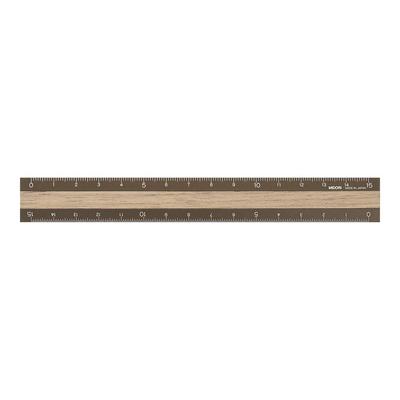DESIGNPHIL Midori 15cm Aluminum Wood Ruler Brown 42280006 - Durable & Stylish