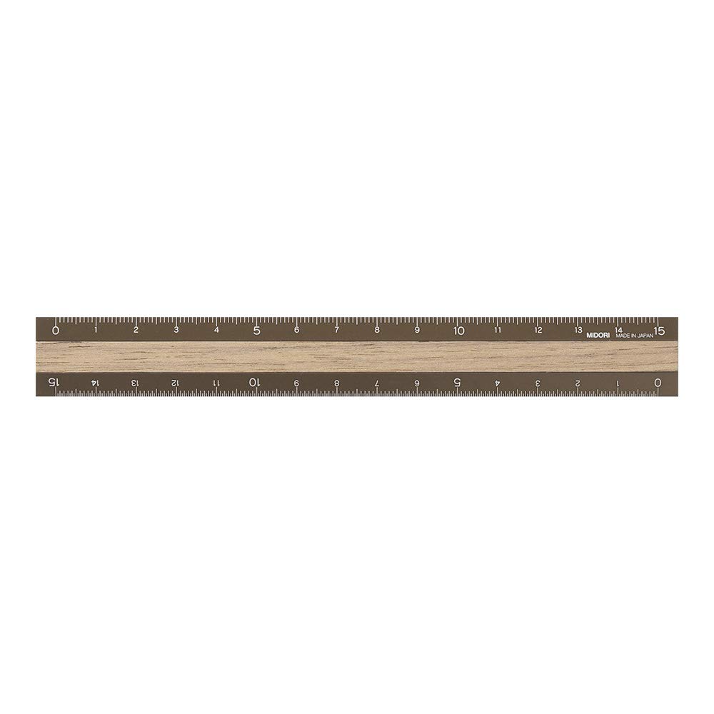 

DESIGNPHIL MIDORI Aluminum and Brown x 42280006 Ruler, Wood, 15cm, Brown,
