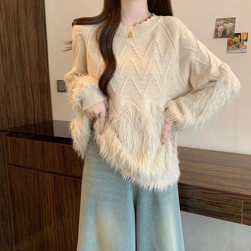 Sweater for Women Autumn Winter Thickened Warm Knitted Stretchy Long Sleeve Tops