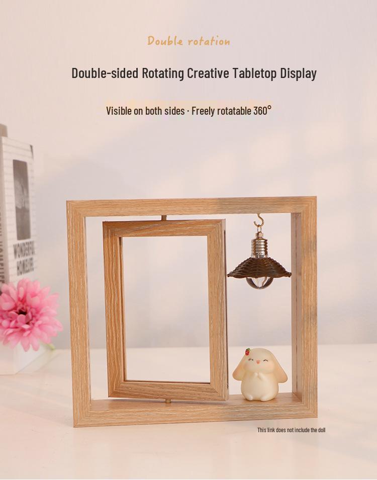 Modern Rotating Double-Sided Photo Frame: 6-inch/7-inch, Personalized Album, Couples Gift, Wooden Ornament