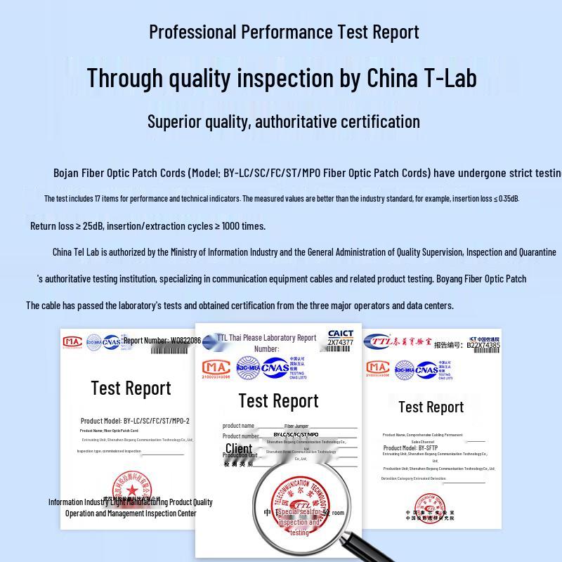 Boyang 12-Core MPO-MPO OM4 Multimode Fiber Optic Patch Cable