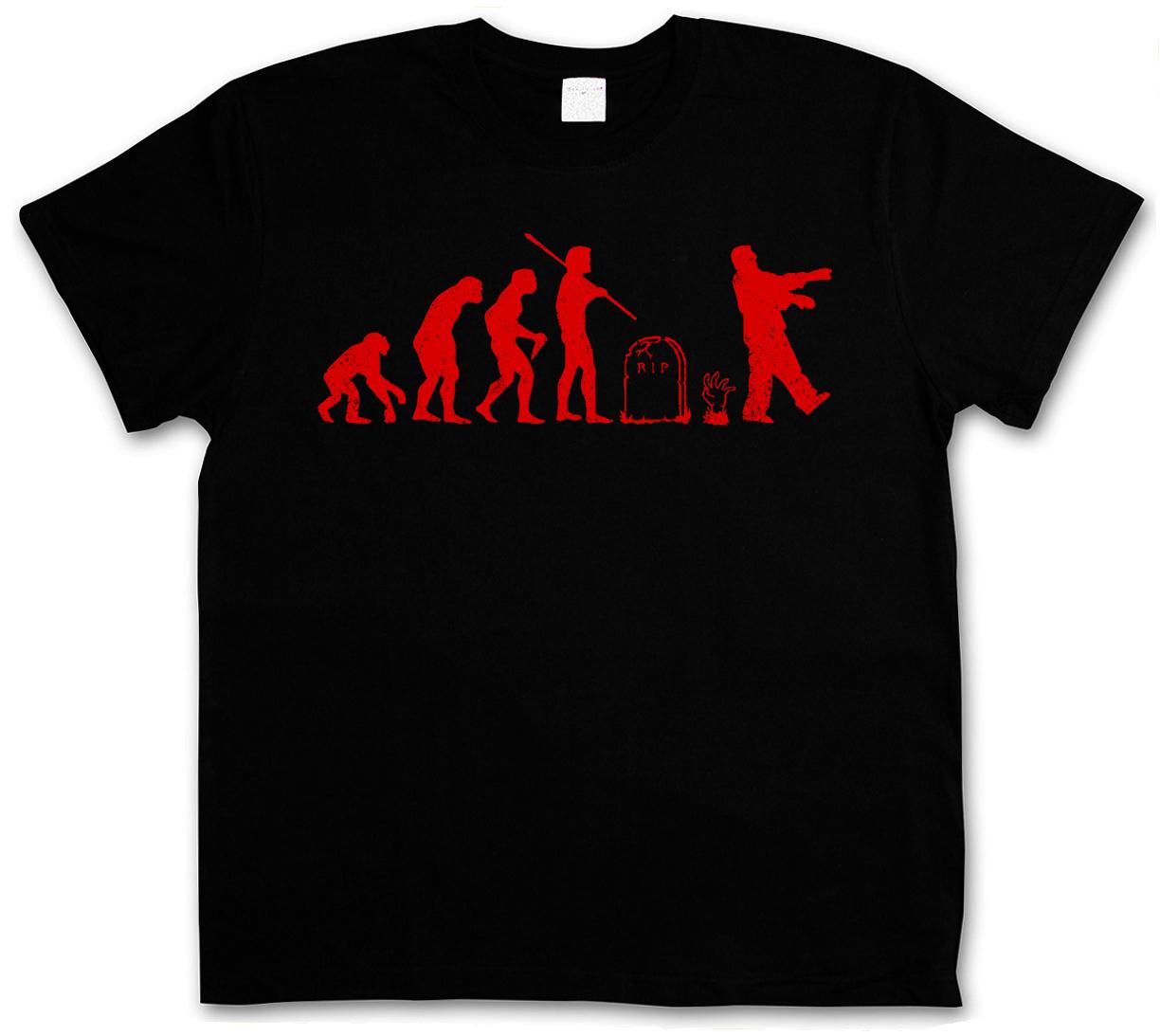 ZOMBIE EVOLUTION BLACK T-SHIRT The Walking Horror Dead Shirt Walkers Living M