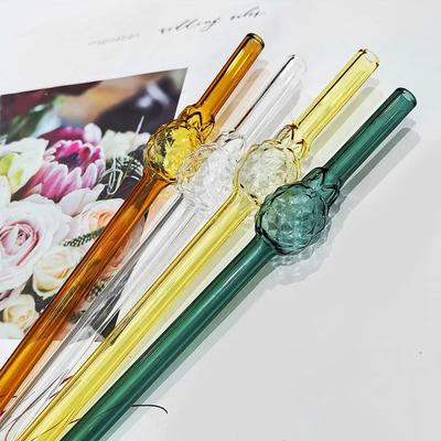 4pcs Glass Straw Set High Borosilicate Smoothie Cocktails Straw Reusable Healthy Eco Friendly Drinking Straw with Clear Brush