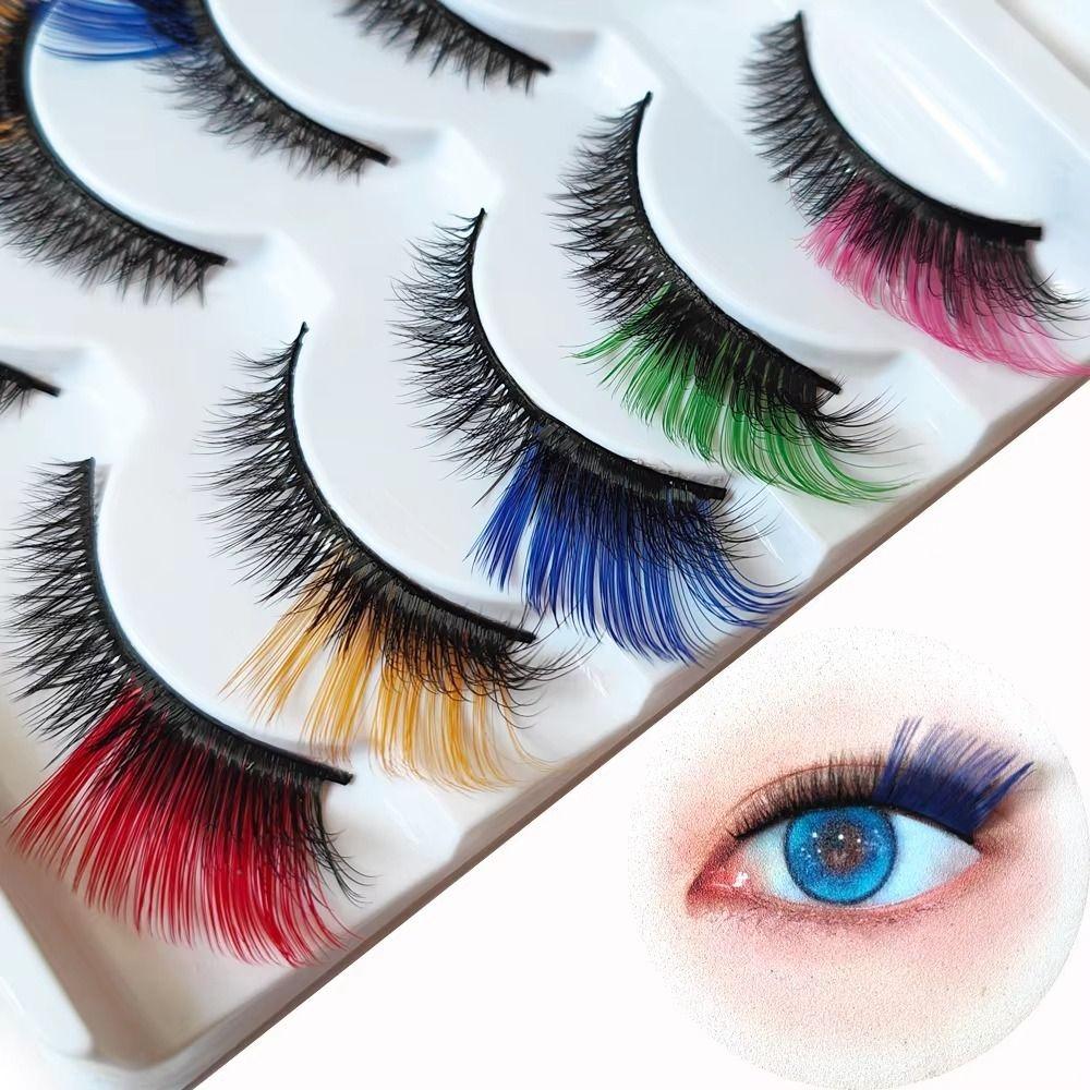 Soft Cat Eye False Eyelashes Fluffy Faux Mink Wispy Lashes Colored Anime Lashes Daily Wear