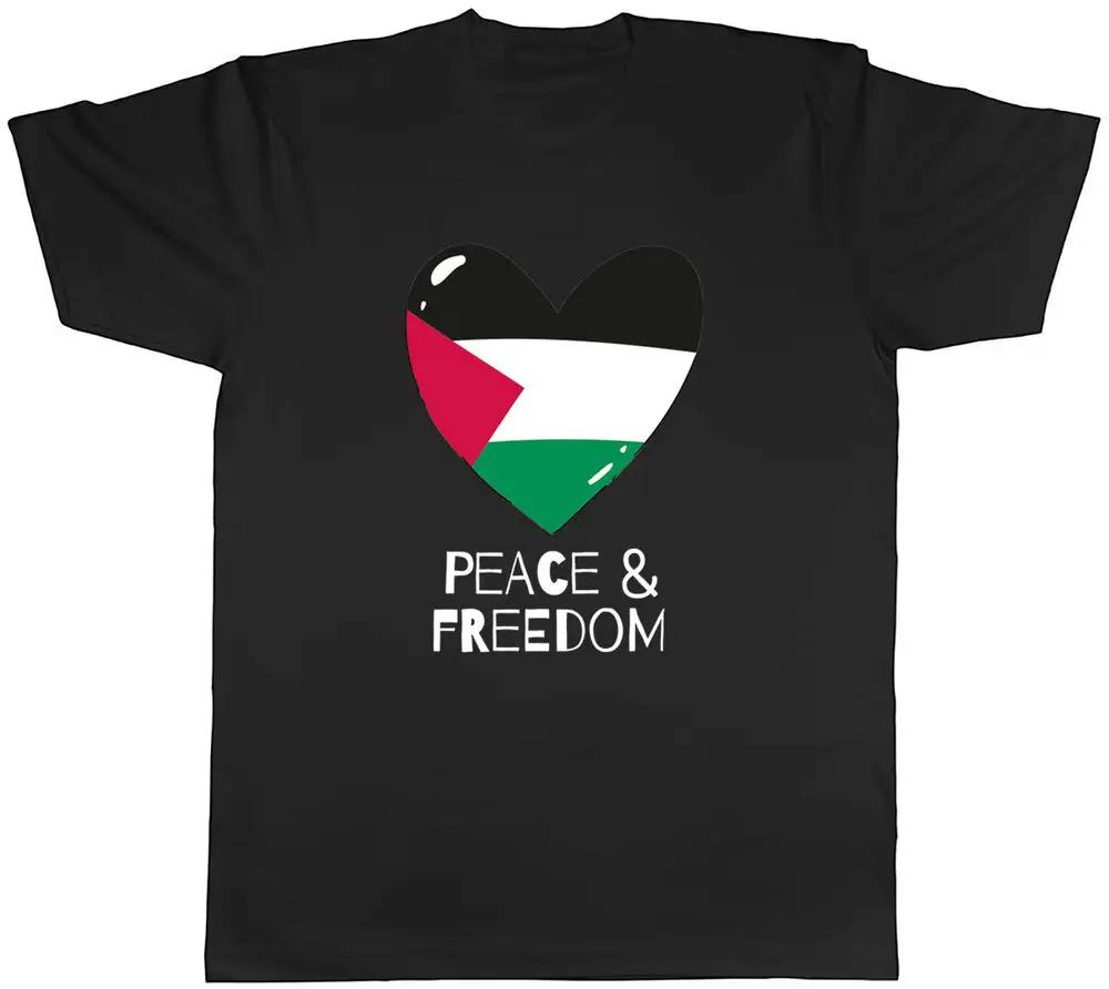 Mens T-Shirt Peace & Freedom Heart Tee Gift High Quality 100%Cotton Short Sleeve M