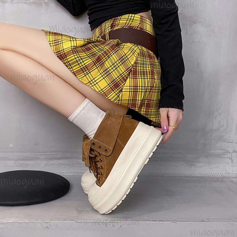 Fashion Women's Platform Sneakers Casual Outdoor Versatile Sneakers Flip Design High Top Boots Fashion Lace Up Shoes for Women Footwear