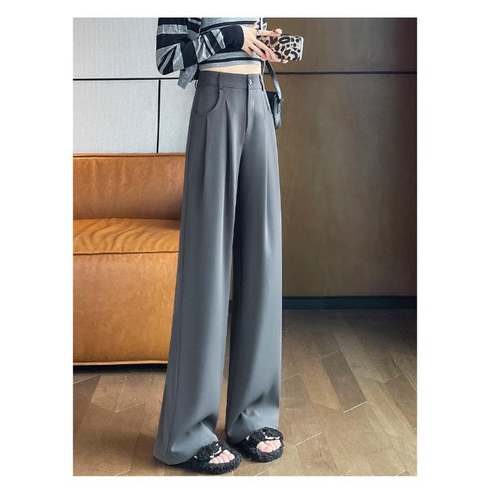 Women's 2026 Korean-Style High-Waisted Wide-Leg Professional Slimming Pants