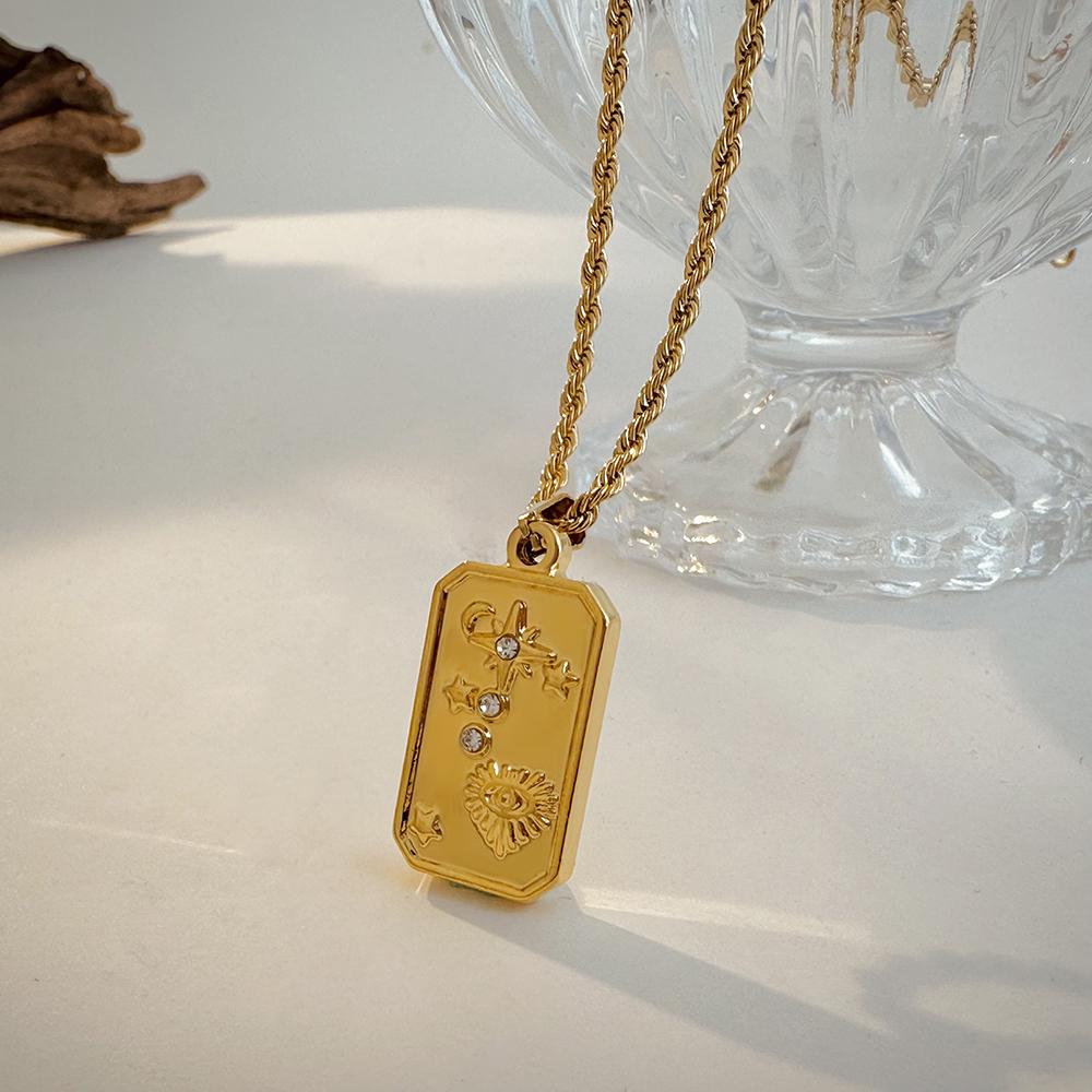 Vintage lesklý pozlacený tepaný nepravidelný přívěsek náhrdelník pro ženy Měsíc Hvězda Nerezová ocel Kroucená řetízek Náhrdelníky Šperky