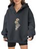 2025 new European and American Halloween women's hooded sweater front and rear pattern winter fleece loose casual