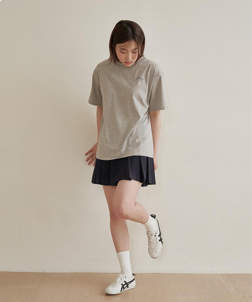 MARJE Line Pleated Skirt Navy