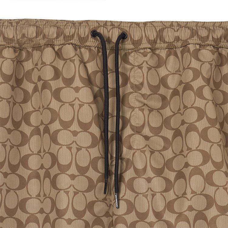 Coach SS23 Men's All-Over Logo Print Drawstring Swim Trunks Khaki CG112-OFZ-