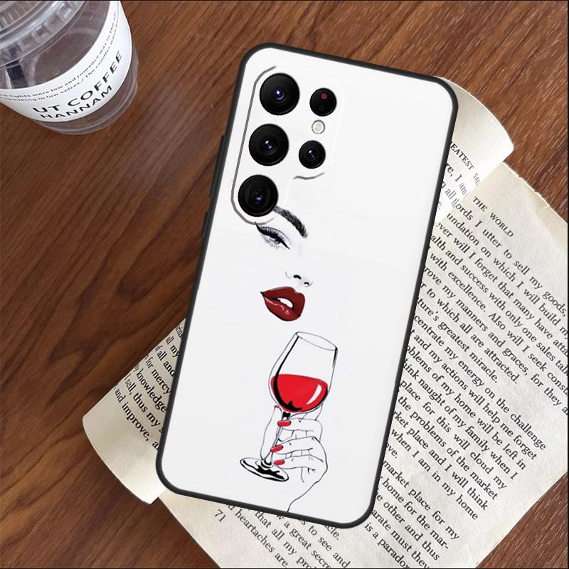 Red Wine Glass Art Phone Case For Samsung Galaxy S25 S23 S22 S21 Ultra S9 S10 S20 Plus S24 FE Funda Cover Shell