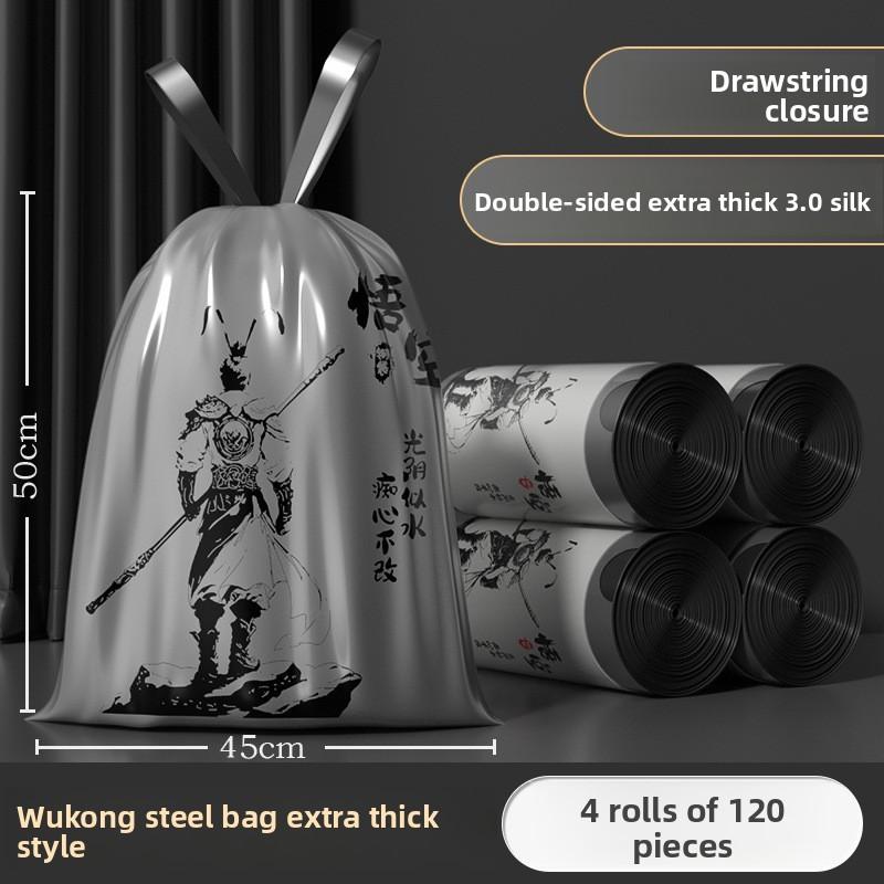 Garbage Bag Drawstring Heavy Duty Household Disposable Plastic Trash Bag For Kitchen Use