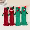 Christmas Holiday Leg Covers 3D Santa Hat Doll Magnetic Hand Holding Leg Warmers Socks with Big Curious Eyes for Women