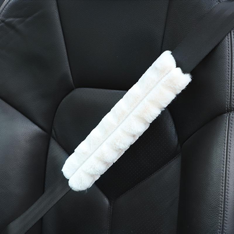 Car Safety Belt Cover Shoulder Pad Thickened Plush Anti-leash Seat Belt Decorative Plush Steering Wheel Cover Handle Cover
