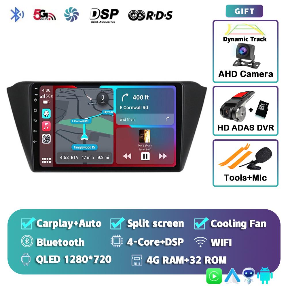 Android 14 Carplay Auto WIFI+4G Car Radio For Skoda Fabia 3 III 2014 2015 2016-2020 Multimedia GPS Player Stereo 2din Head Unit