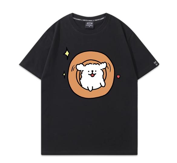 MINISO Cute Cartoon Maltese Line Dog Printed Tshirt Shortsleeve Women Men Couple Casual Loose Versatile Hotselling Tees