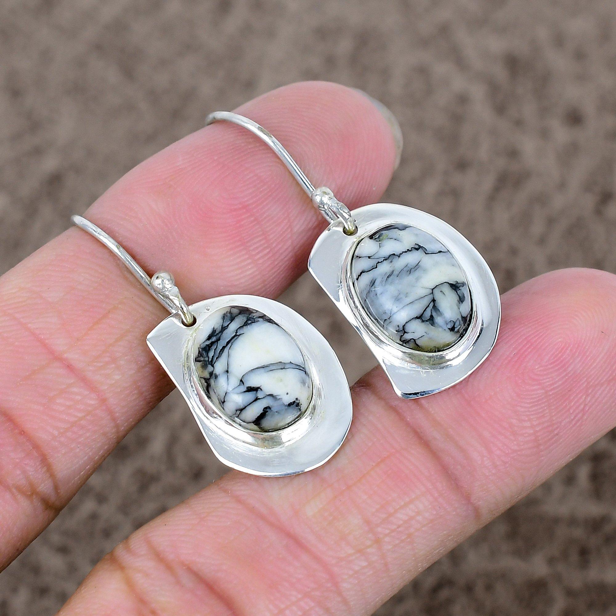 

Dendrite Opal Gemstone Handmade 925 Sterling Silver Jewelry Earring 1.46 KKG-649