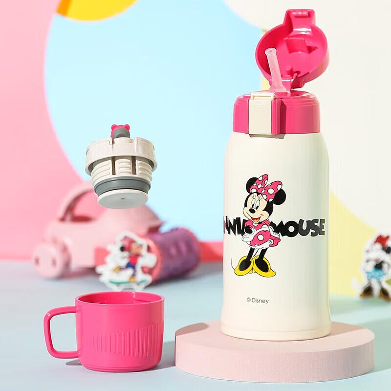 Термобутылка Beiju Bear Minnie для детей 600 мл с трубочкой и двойной крышкой