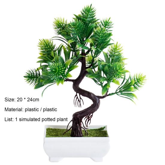 Artificial Bonsai Vivid Easy Care Colorfast Decorative Fake Pine Tree Bonsai Home