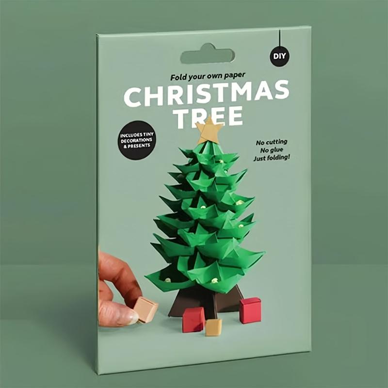Christmas Tree Paper Craft Set Hand On Learning Toy Fun Paper Kits For Parents Children Activity Holiday Decoration