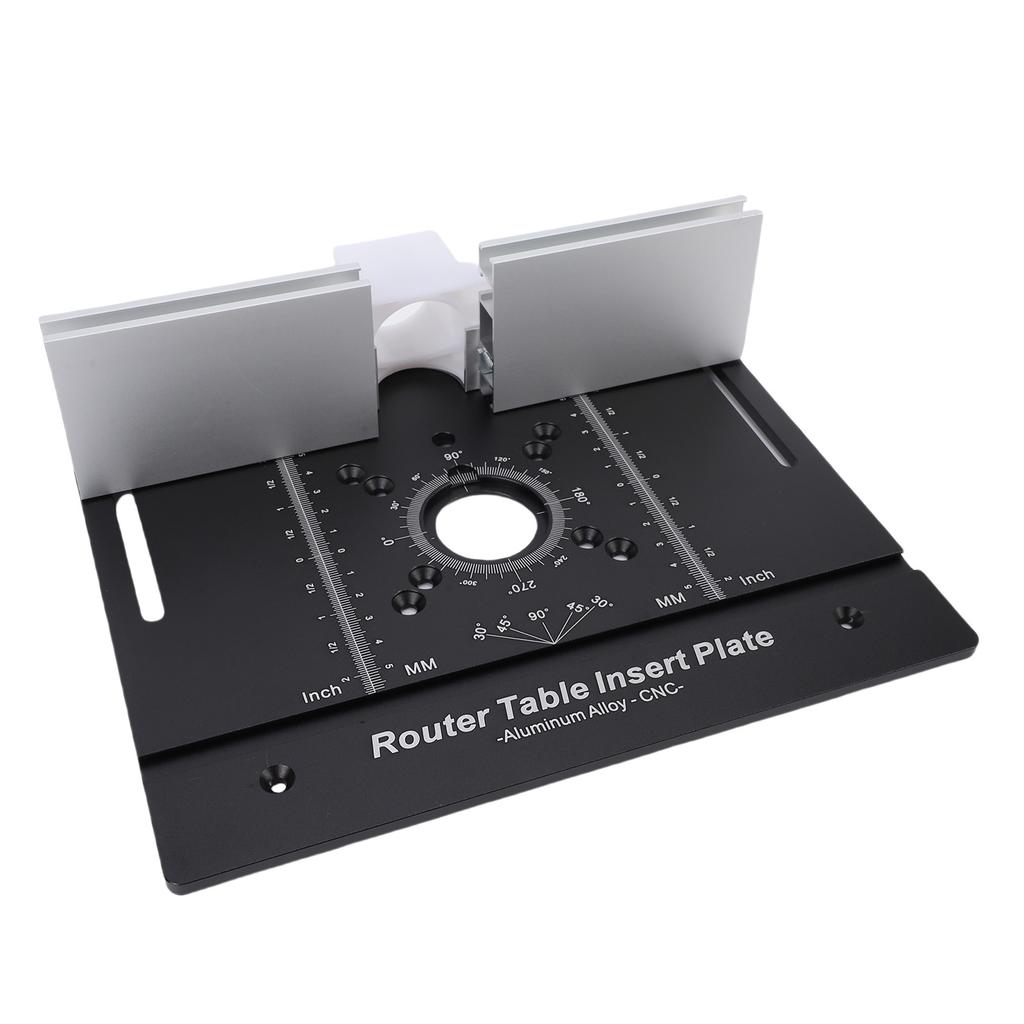Router Table Insert Plate with Miter Guide Aluminum Alloy Woodworking Bench Flip Board for Slotting Trimming Black MM