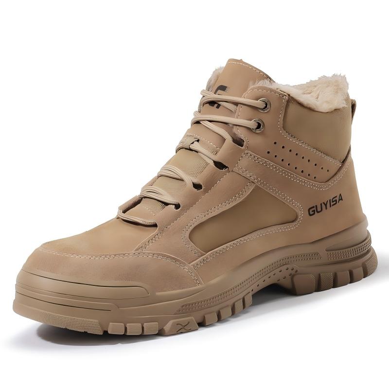 

Fleece-lined Work Shoes for Men Woman Winter Steel Toe Boots Thickened Warm Woman Anti-smashing Working Shoes Men Protective 46 хаки
