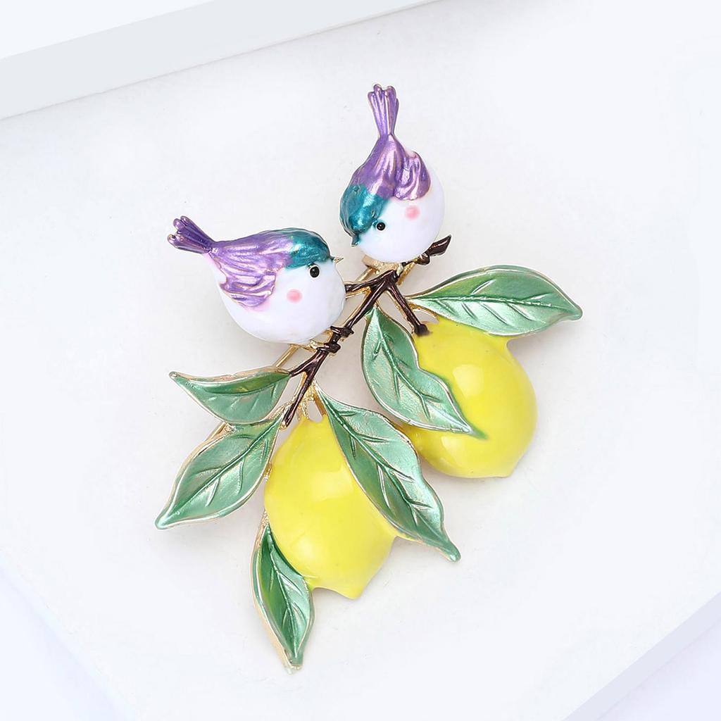 Playful Lemon Bird Enamel Brooch Alloy Craftsmanship Multipurpose Chest Decoration For Clothing Bags Event