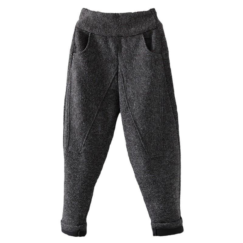 2025 nye ensfargede bomullsfløyel fortykkede Harlan-bukser dame løse varme elastisk midje fritidsbukser