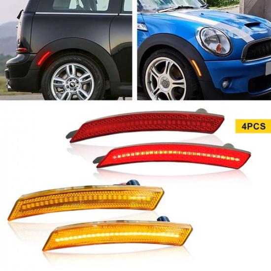 

For Mini Cooper R50 R53 R52 Smoked Front Amber Rear Red LED Side Marker Lights A