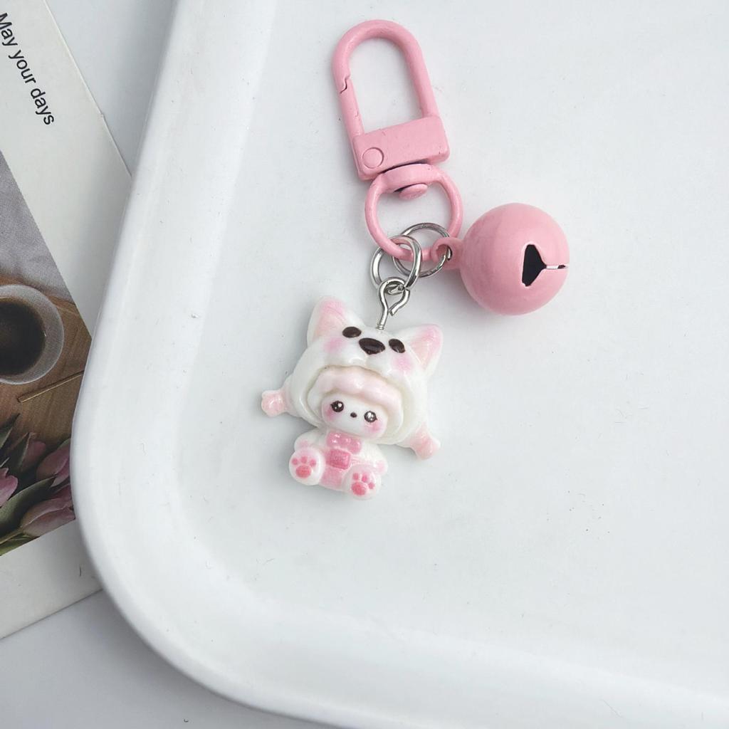 Cute Cartoon Girl Resin Keychain Pendant - Heart Backpack Charm, Holiday Gift for Students & Couples