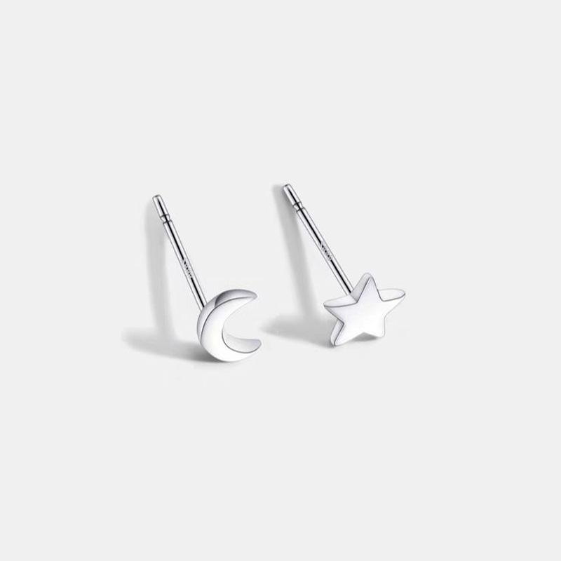 

Sterling Silver Lightning Stud Earrings for Women Star of David Moon Heart Earring Elegant Wedding 999 Silver Jewelry