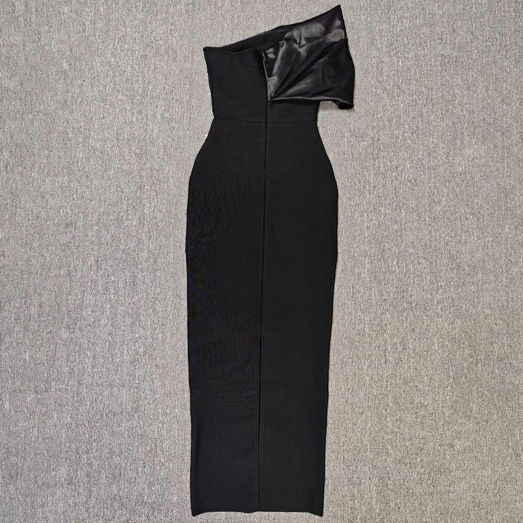 Elegant Handmade Beaded Off-the-Shoulder European & American Bandage Evening Dress