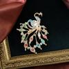 Retro Shiny Crystal Peacock Brooch Rhinestone Big Tail Animal Pin Men Women Fashion Accessories Jewelry Gift