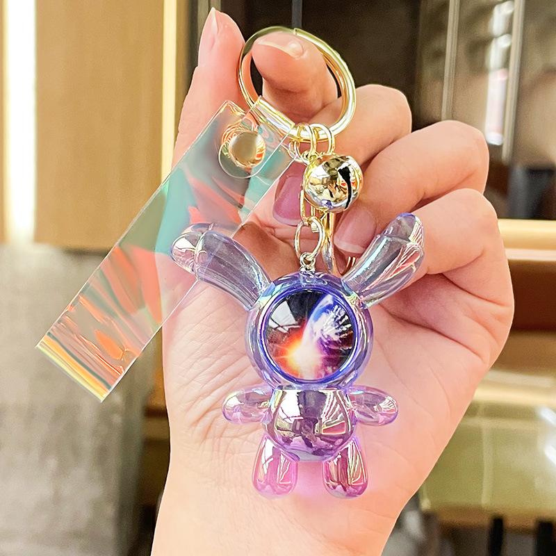 Acrylic Iridescent Long-Eared Rabbit Keychain Charm