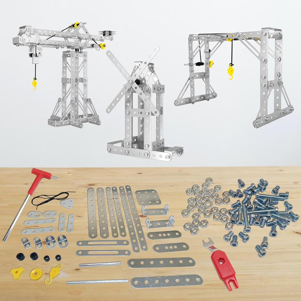 Metal Building Toys, 273pcs 3 in 1 Tower Crane & Frame Crane & Windmill Metal Model Set,Erector Sets for Boys Age 8-12,DIY Building Stem Projects
