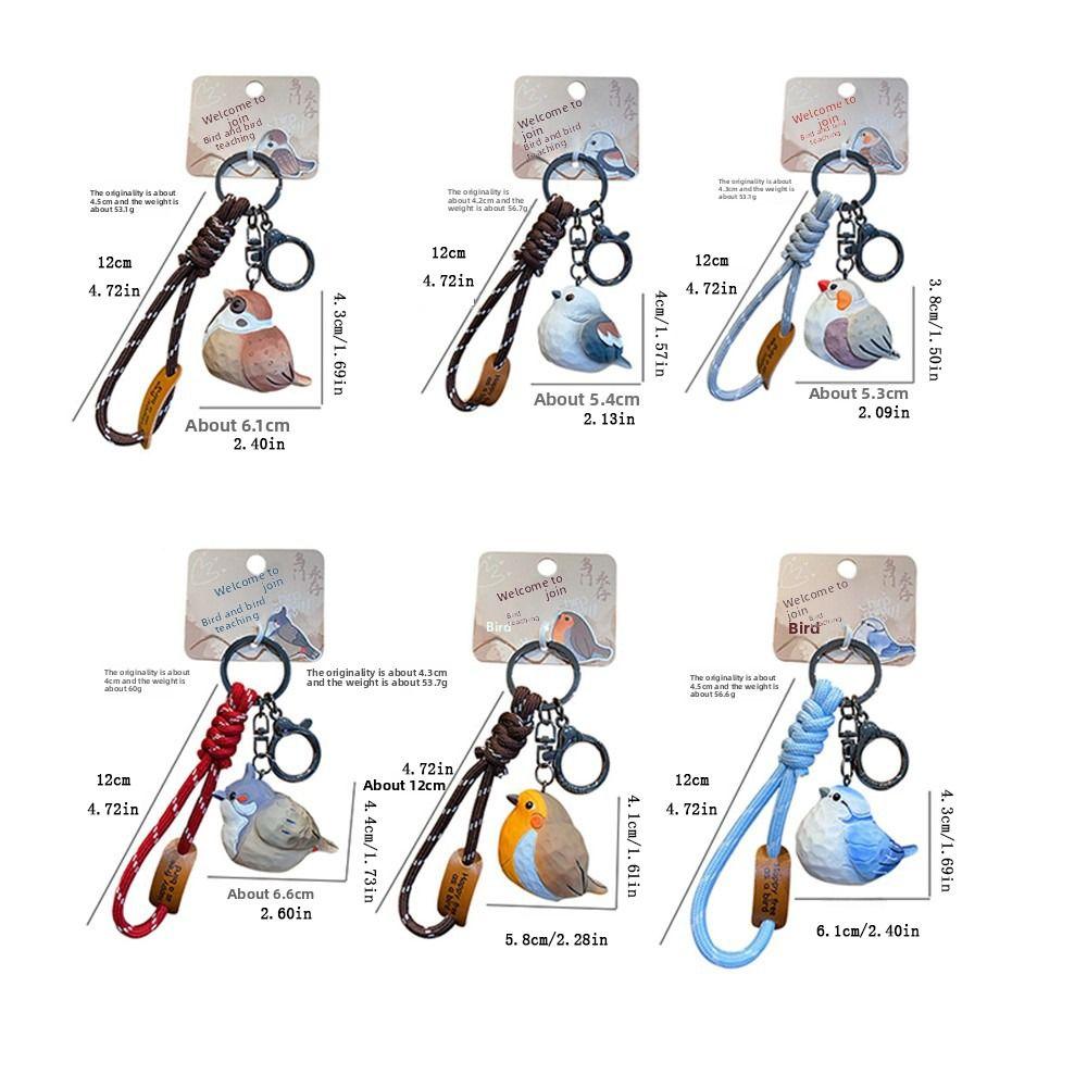 Porta-Chaves Animal Chapim Azul Cinzento Desenho Animado Pássaro Pérola Chaveiro Imitação Escultura em Madeira Chaveiro Crianças