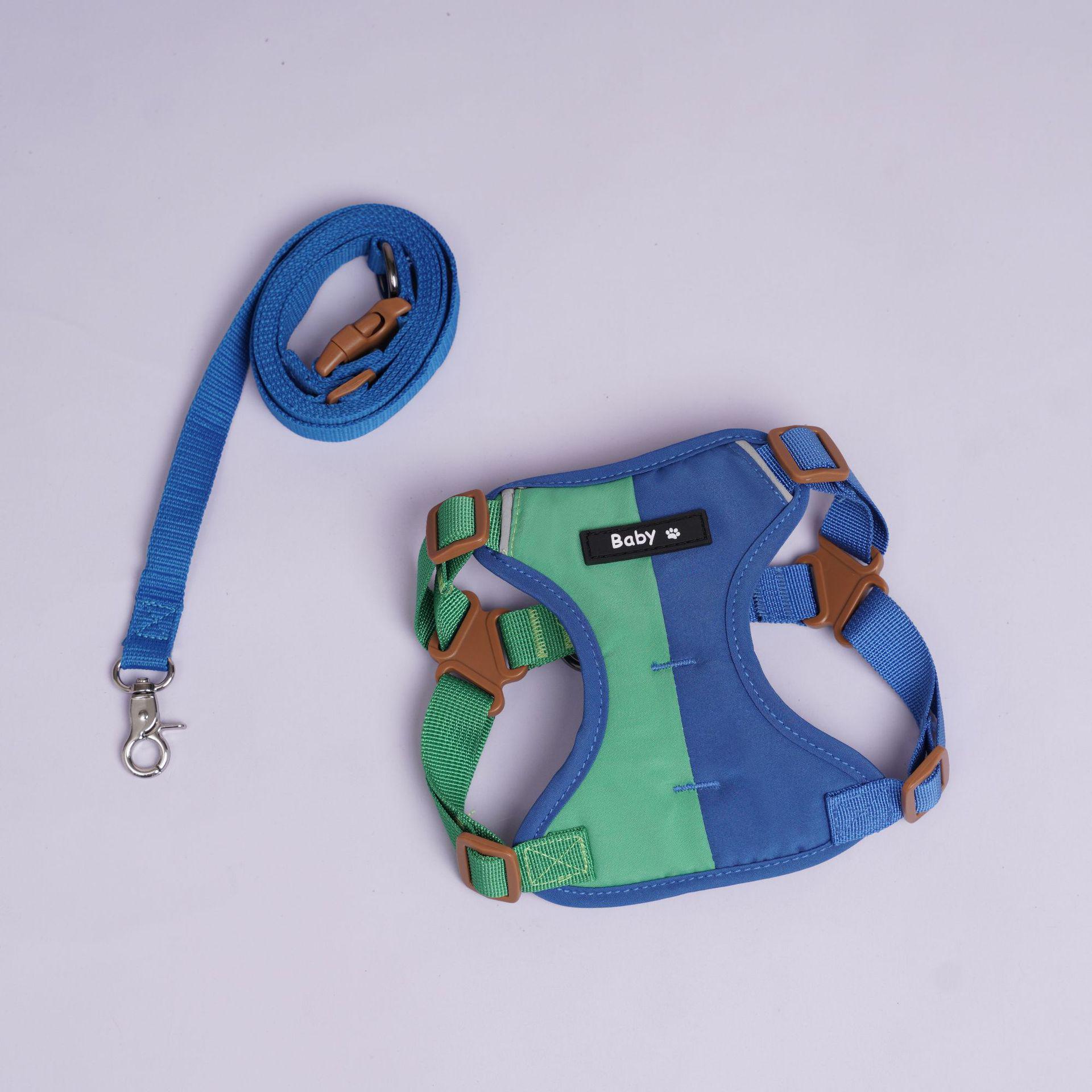 Reflective Two-Tone Small Dog Vest-Style Harness and Leash S