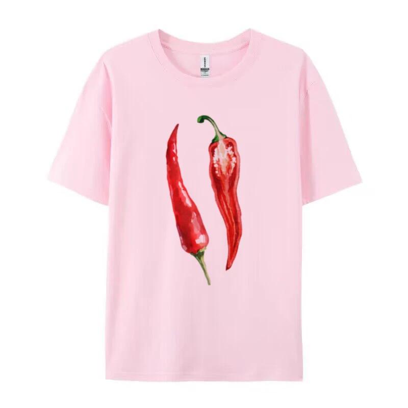 Y2k Aesthetic Oversized Chili Pepper TShirt Cute Vintage Foodie Graphic Tees Egirl Grunge Streetwear Top Women Fashion Clothing