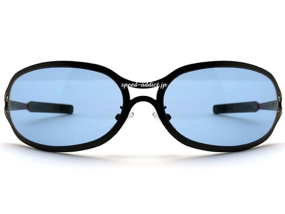 SPEED ADDICT Metal Oval Sunglasses, Matte Black x Light Blue