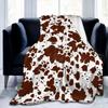 Cowhide Print Flannel Blanket, Cow Fur Print Flannel Throw Blanket Gift for Kids Adults, Soft Fleece Blanket for Couch Sofa Bed