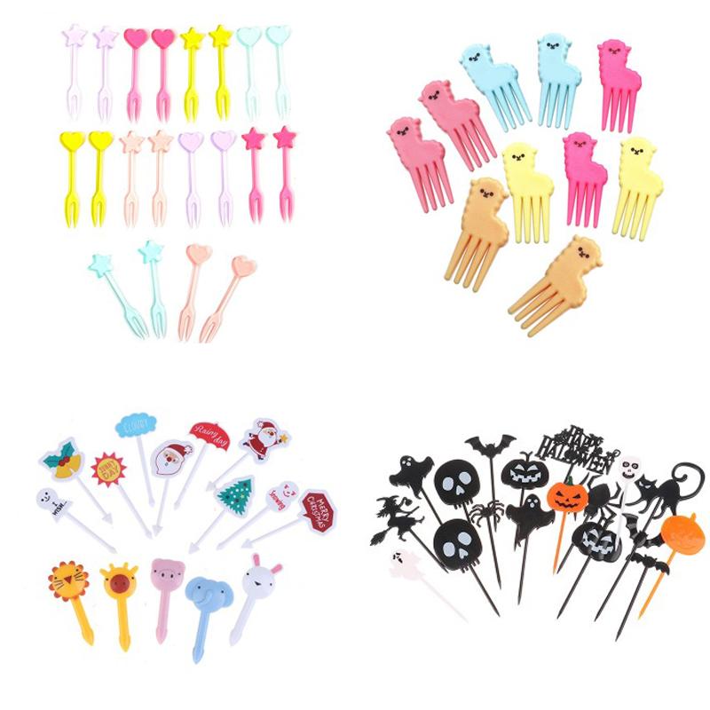 Obstgabeln Weihnachten Bento Gemüse Geschirr Niedlich Mini Kleinkind Kinder Obstgabeln Zahnstocher Kinder Lebensmittelspieße Cartoon